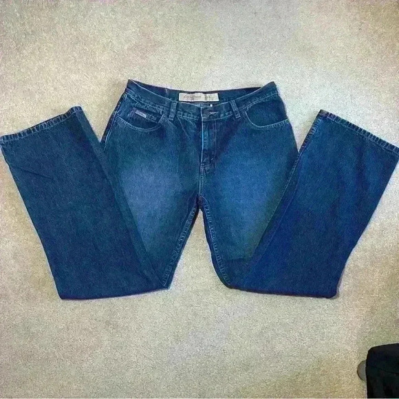 Eddie Bauer Bootcut Jeans Womens Size 12 Blue Denim Dark Wash - Picture 1 of 11